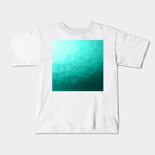 Aqua Turquoise Gradient Geometric Mesh Pattern Kids T-Shirt